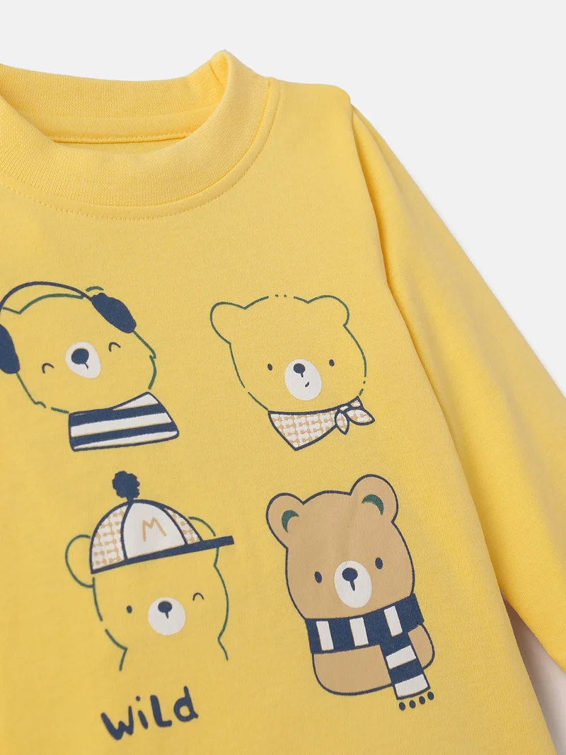 Nautinati  Baby Boys' 100% Interlock Cotton Bear Graphic Print T-shirt with Solid Joggers Combo Set for Men | Best Price UAE
